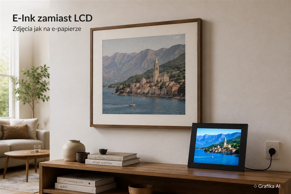 Kolorowa ramka E-Ink i ramka LCD – grafika AI
